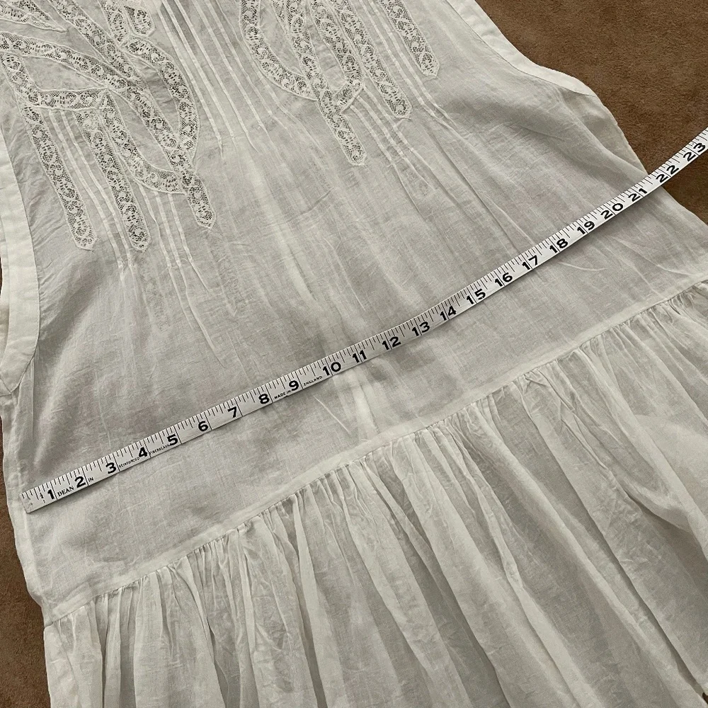 Free People Lace Sheer Tunic Top Pintuck Button Back M - Picture 12 of 16